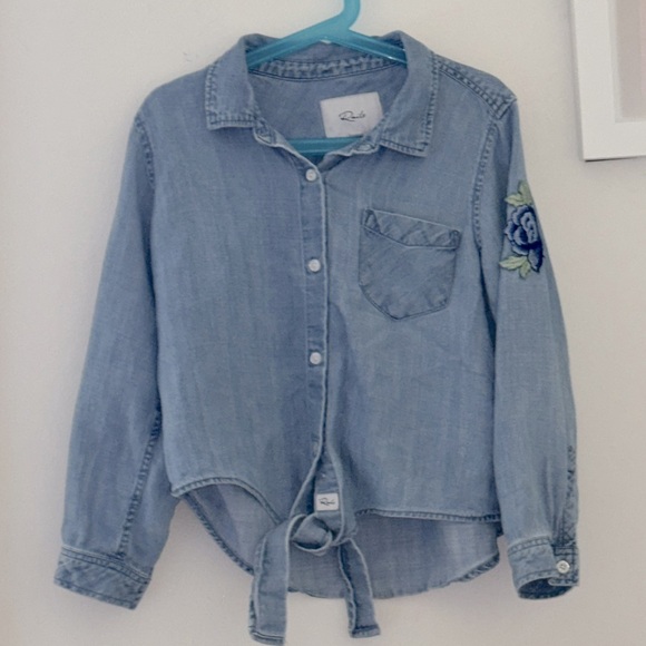 Rails, Denim floral patch button down, Size 10 kid, excellent gently used - Picture 1 of 7